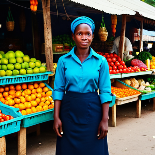 **

"A woman, fully clothed in modest professional attire, stands in a vibrant Haitian marketplace, surrounded by colorful fruits and vegetables, appropriate content, safe for work, perfect anatomy, correct proportions, well-formed hands, natural lighting, professional photography."

**